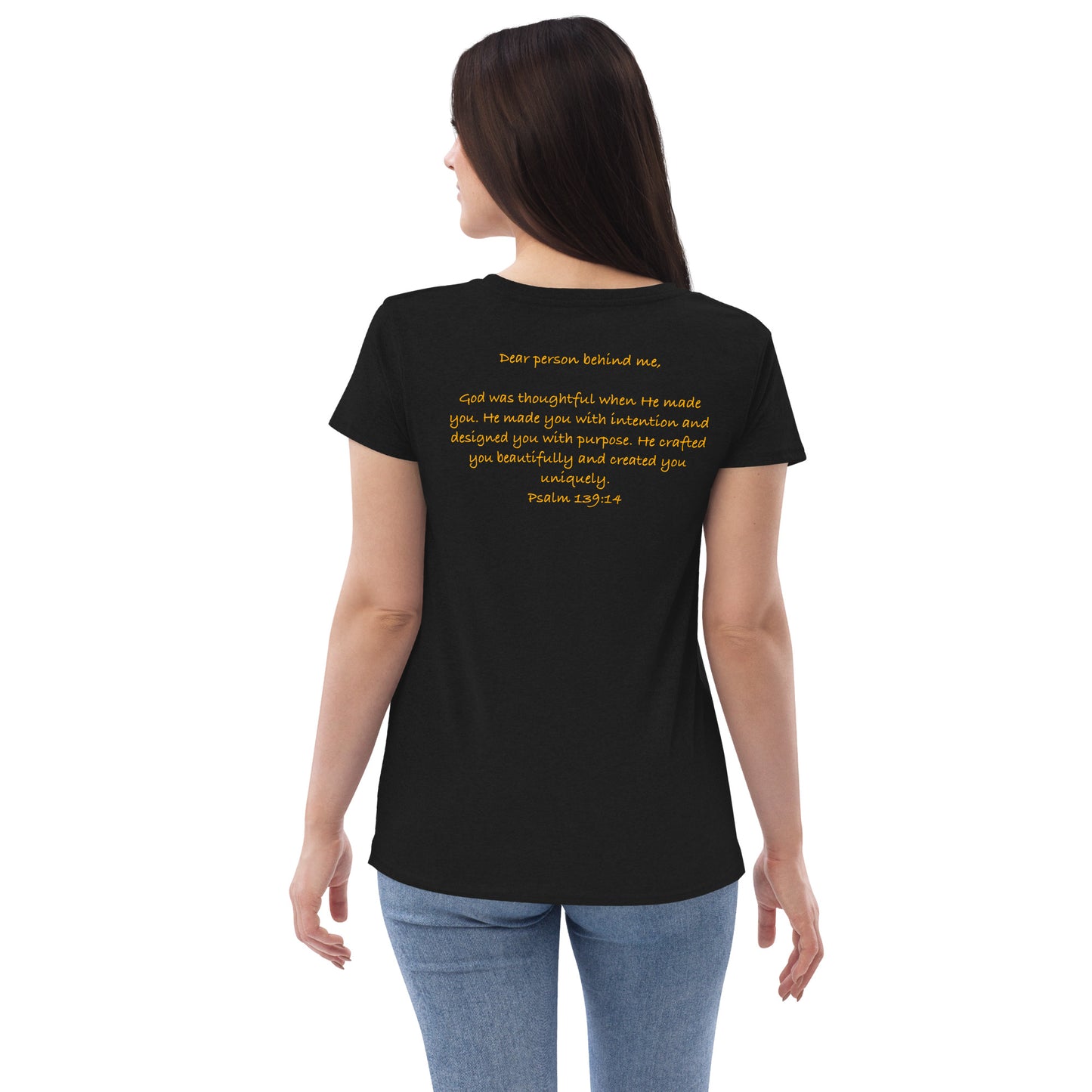 Fearfully and wonderfully made recycled v-neck t-shirt