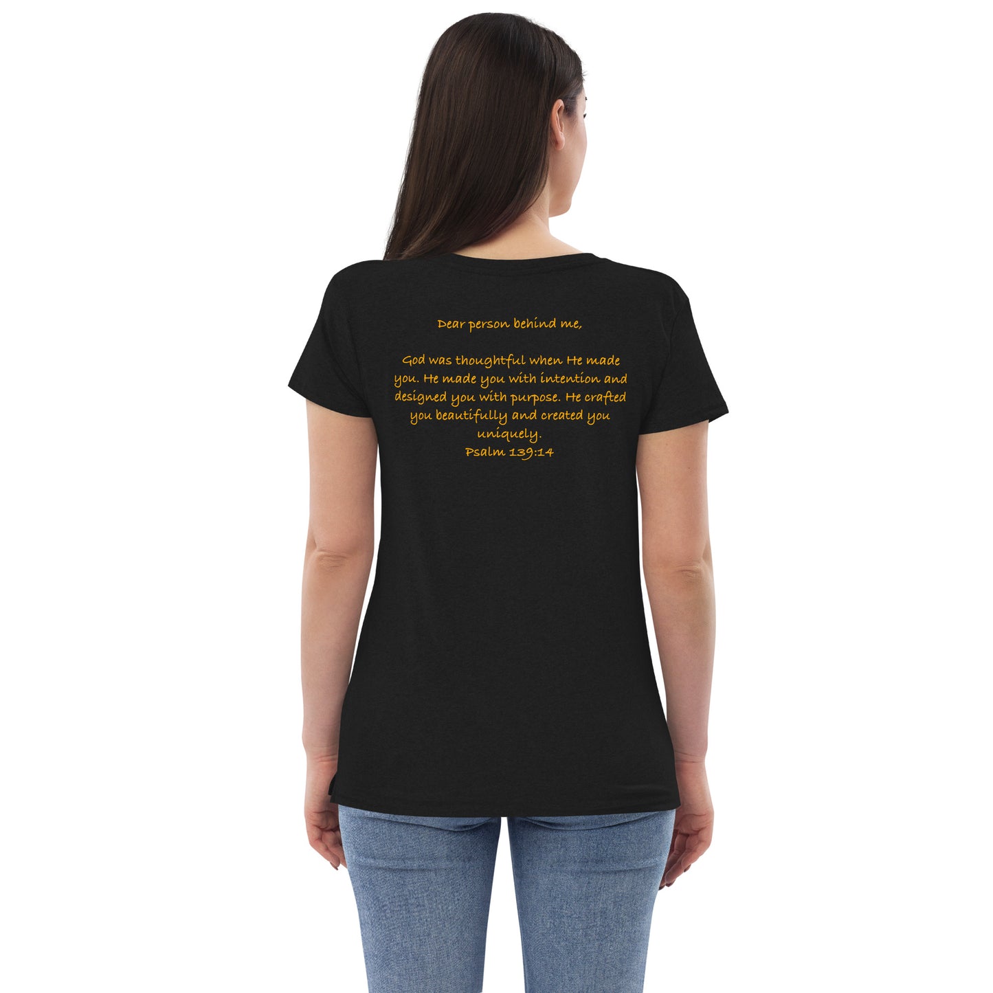 Fearfully and wonderfully made recycled v-neck t-shirt