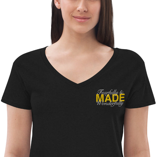 Fearfully and wonderfully made recycled v-neck t-shirt