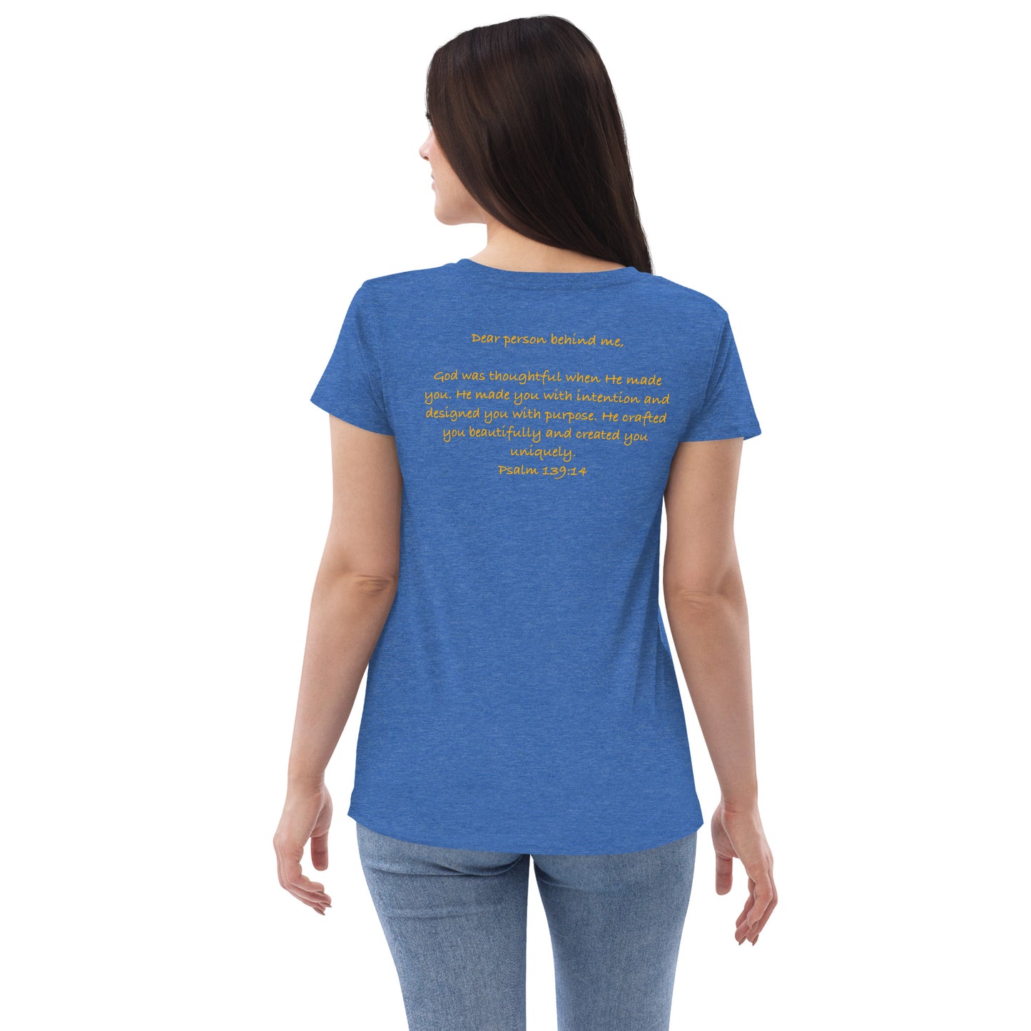 Fearfully and wonderfully made recycled v-neck t-shirt