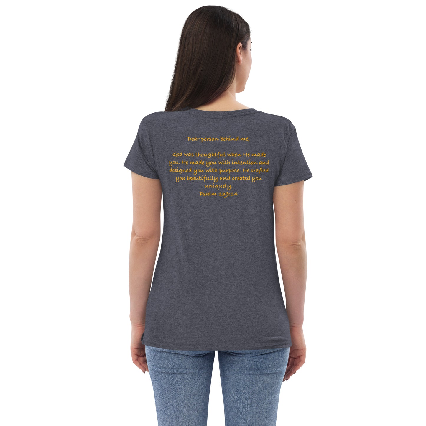 Fearfully and wonderfully made recycled v-neck t-shirt